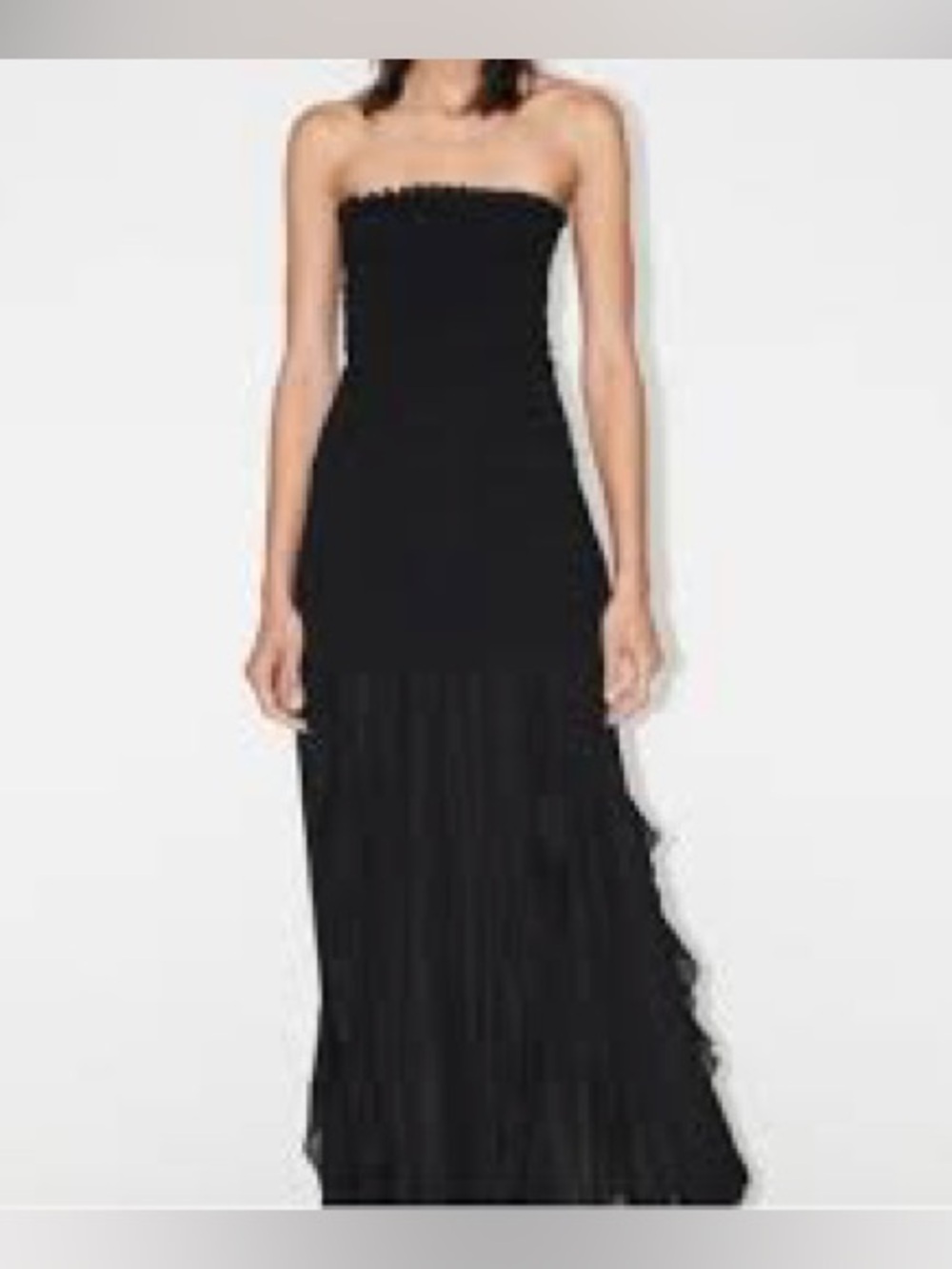 Zara Black Strapless Smocked Ruffle-Hem Maxi Dress - Picture 3 of 5